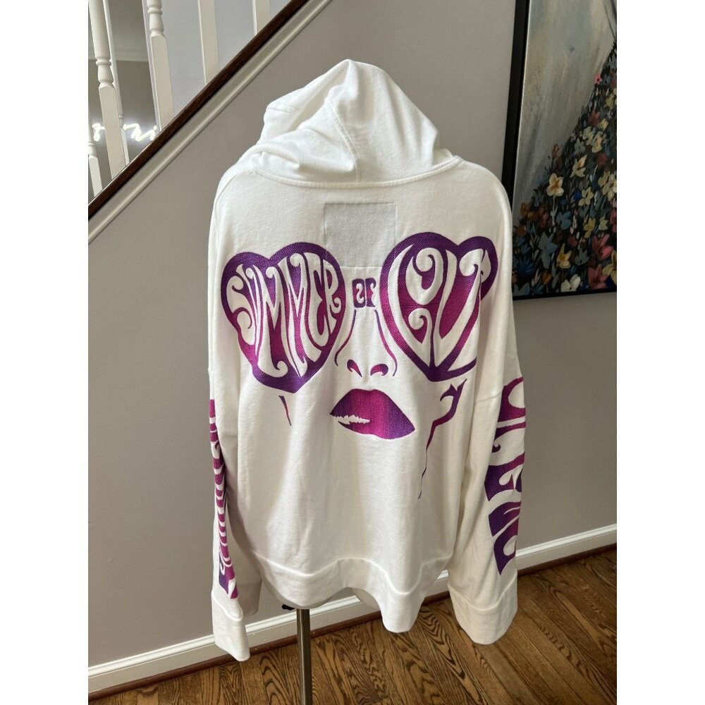Margaret O'Leary Summer Of Love Embroidered Oversized Bell Sleeve Hoodie White P